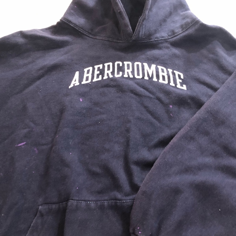 Abercrombie & Fitch Purple Splatter Black Hoodie Sweatshirt for Women & Men